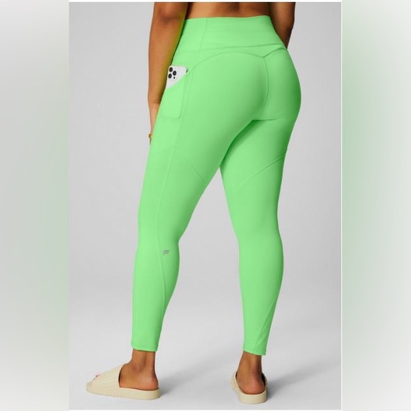NWT- Fabletics PureLuxe HW Pocket Full Length Leggings- MINT GLOW NEON (27inch) - Picture 3 of 9